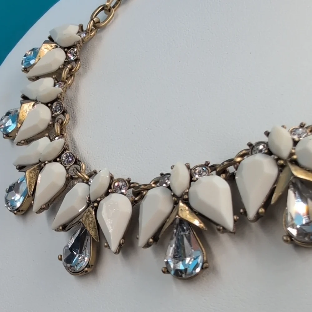 J. Crew Gold and White Teardrop Necklace